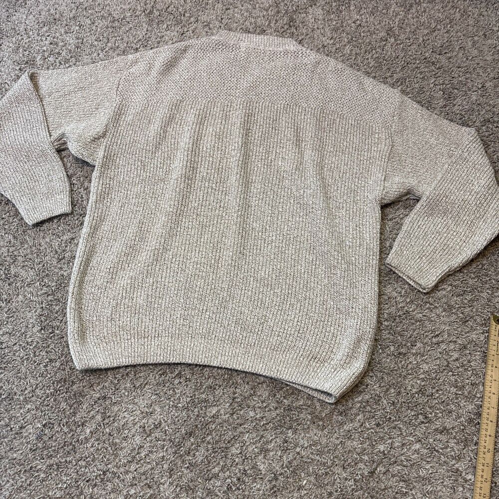 VTG Eddie Bauer Sweater Mens XL Oatmeal Henley Cotton Fisherman 90's Y2K Chunnky - Picture 15 of 16